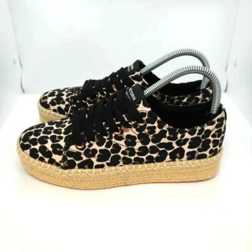 Tretorn Eve Espadrille Platform‎ Sneakers Womens Size 7.5 Animal Print Shoes